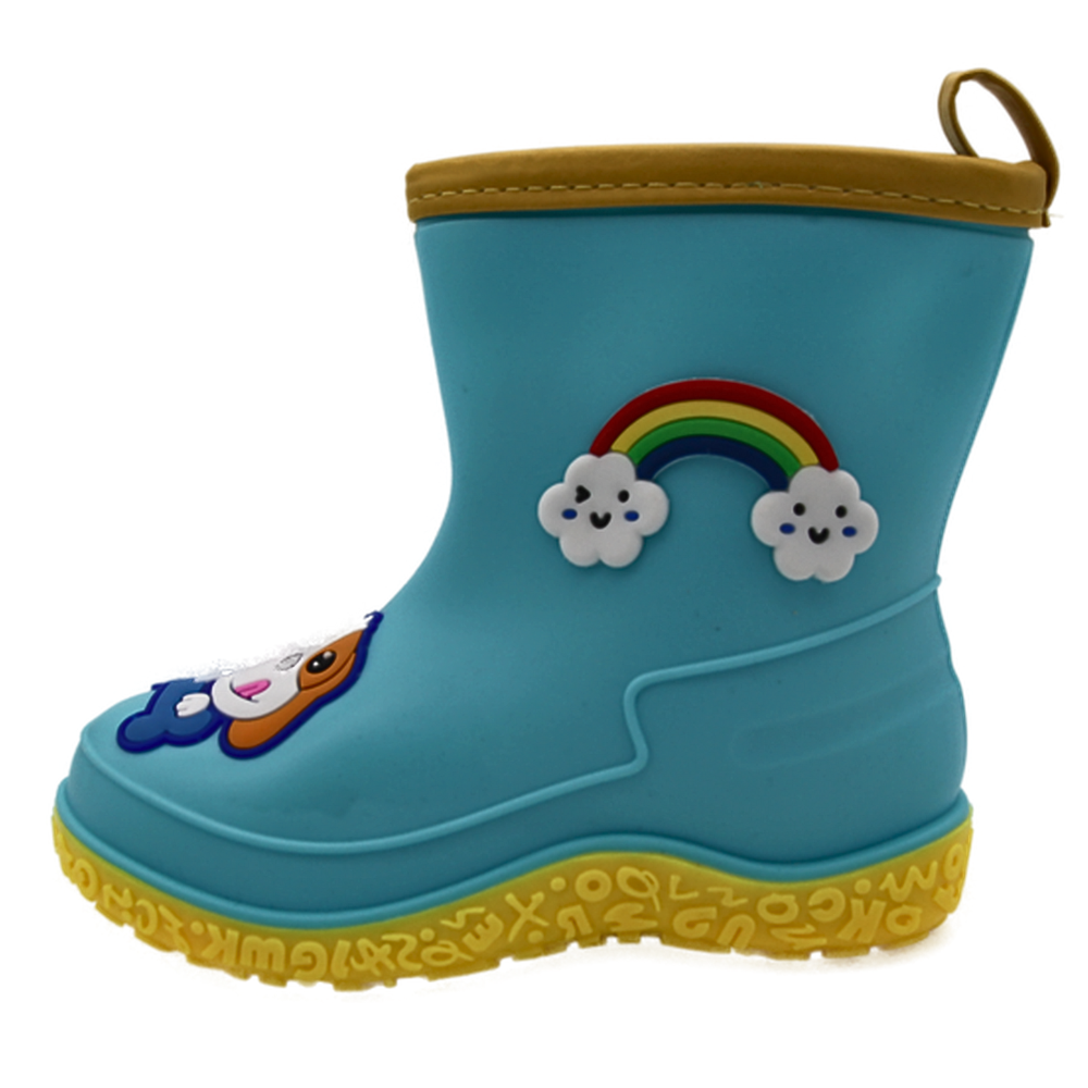 Cizme de ploaie pentru copii cu design animat 3D, model scurt, cauciuc impermeabil - Kitty Rain Boots