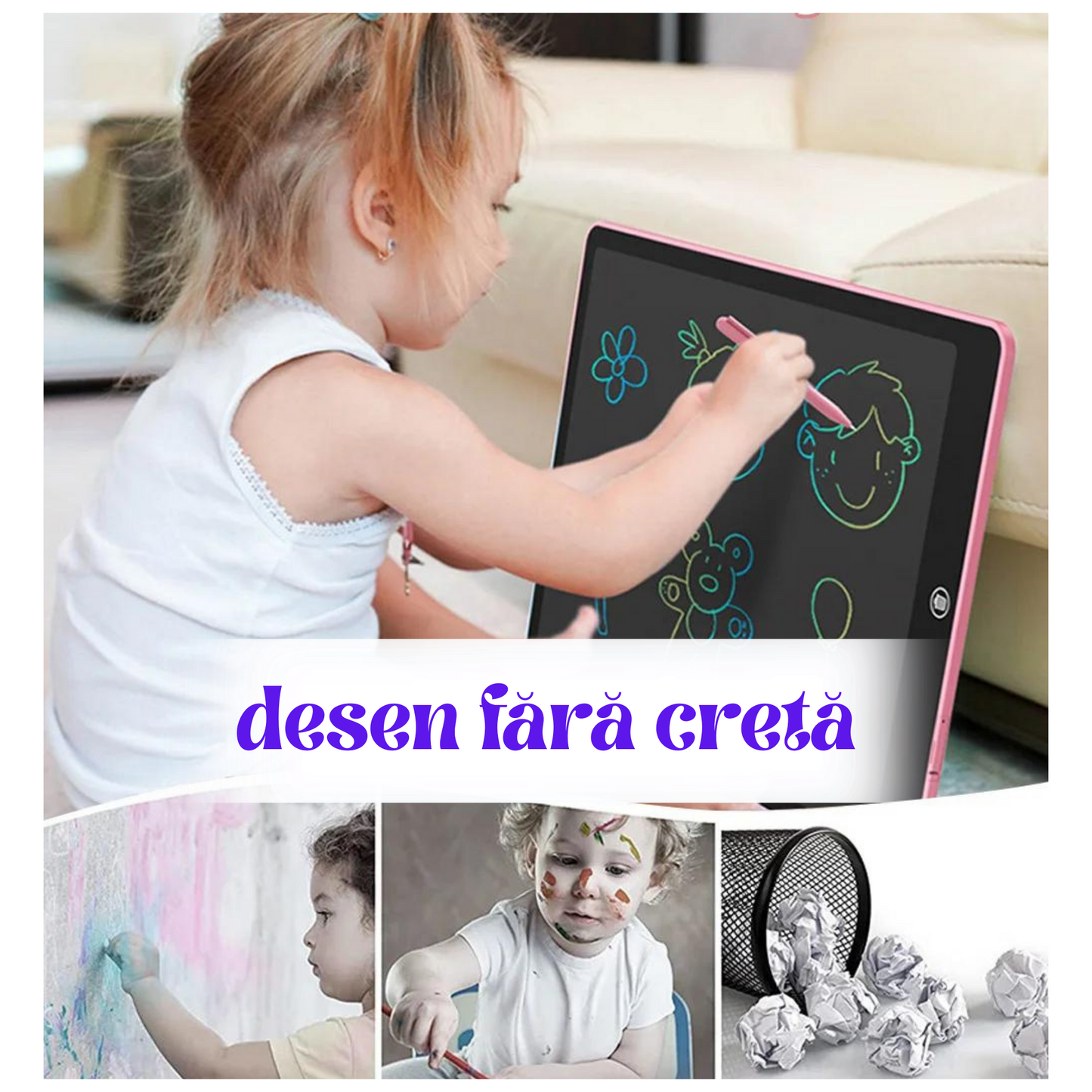 Tableta de Scriere LCD 6.5/12 inch, Tablă de Desen pentru Copii, Jucărie de Scris Graffiti, Tablă de Scris Magica