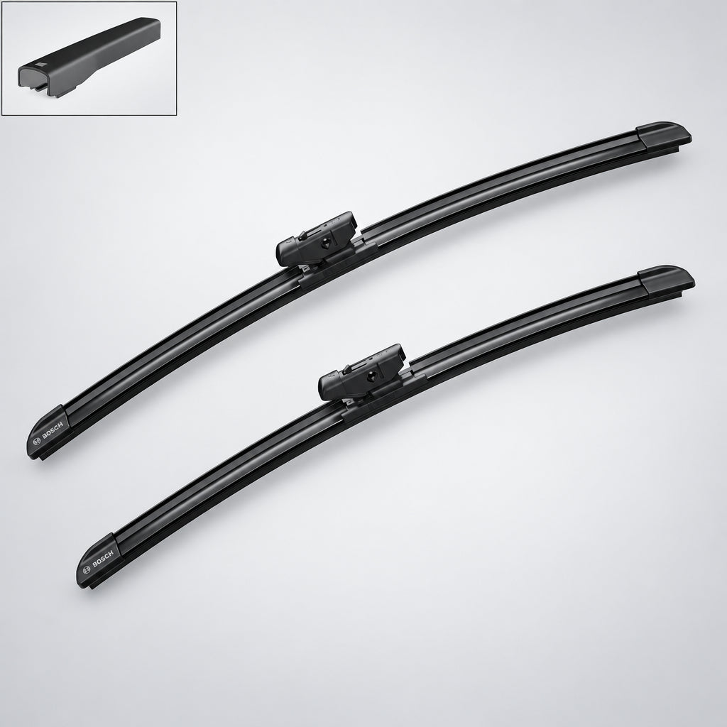 Set de două ștergătoare Bosch Aerotwin A081S cu detaliu de adaptor