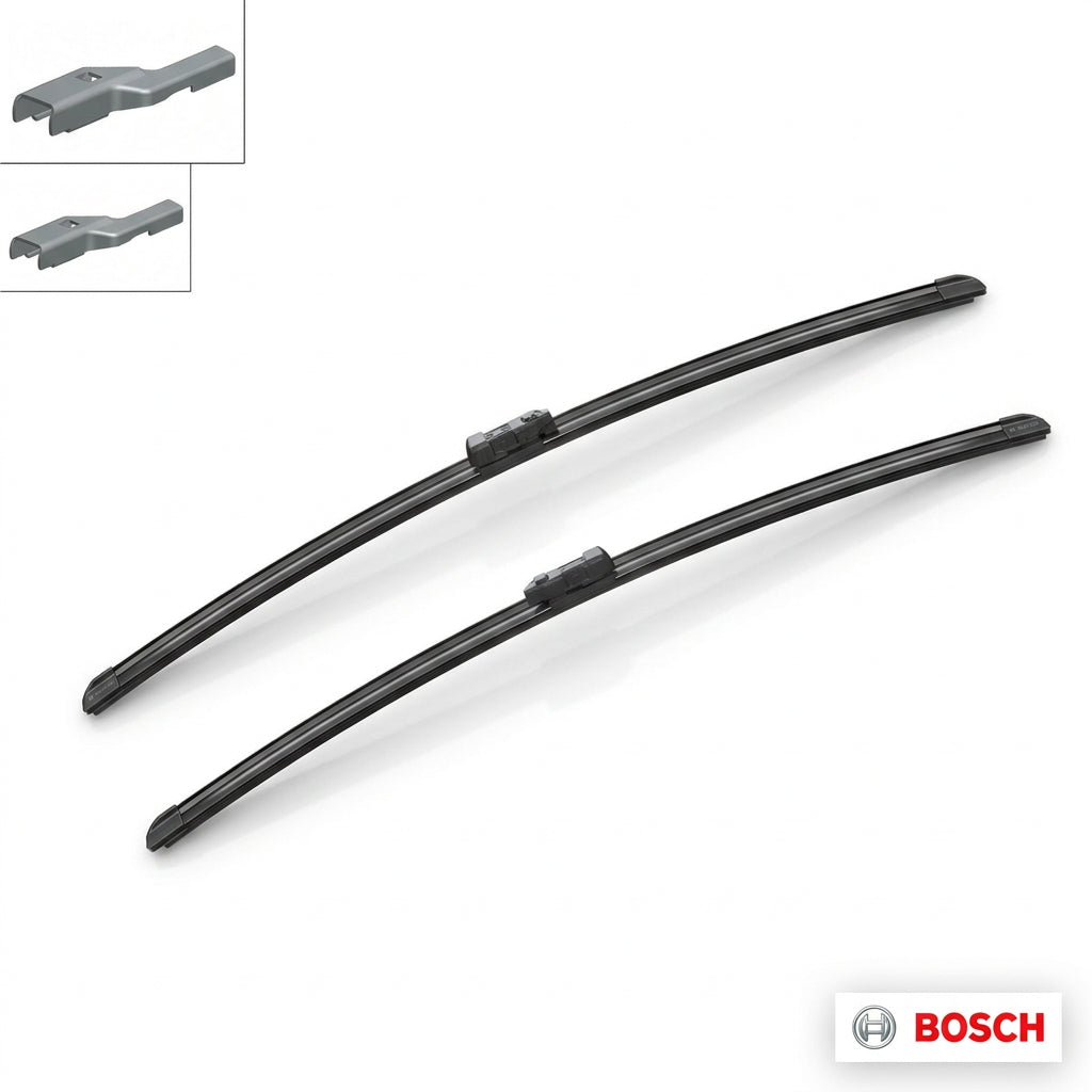 Set de două lamele Bosch Aerotwin A636S, cu detaliu al adaptorului în colț