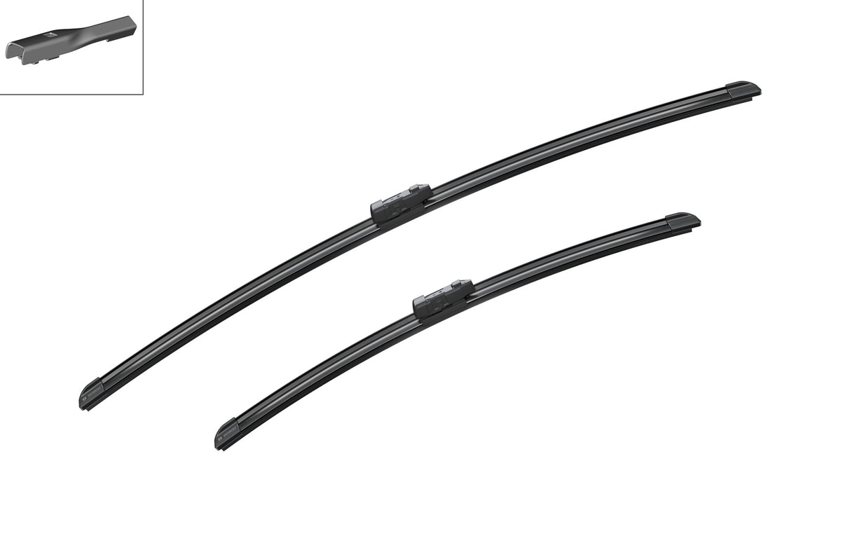 Două lamele Bosch Aerotwin A535S cu detaliu de capac