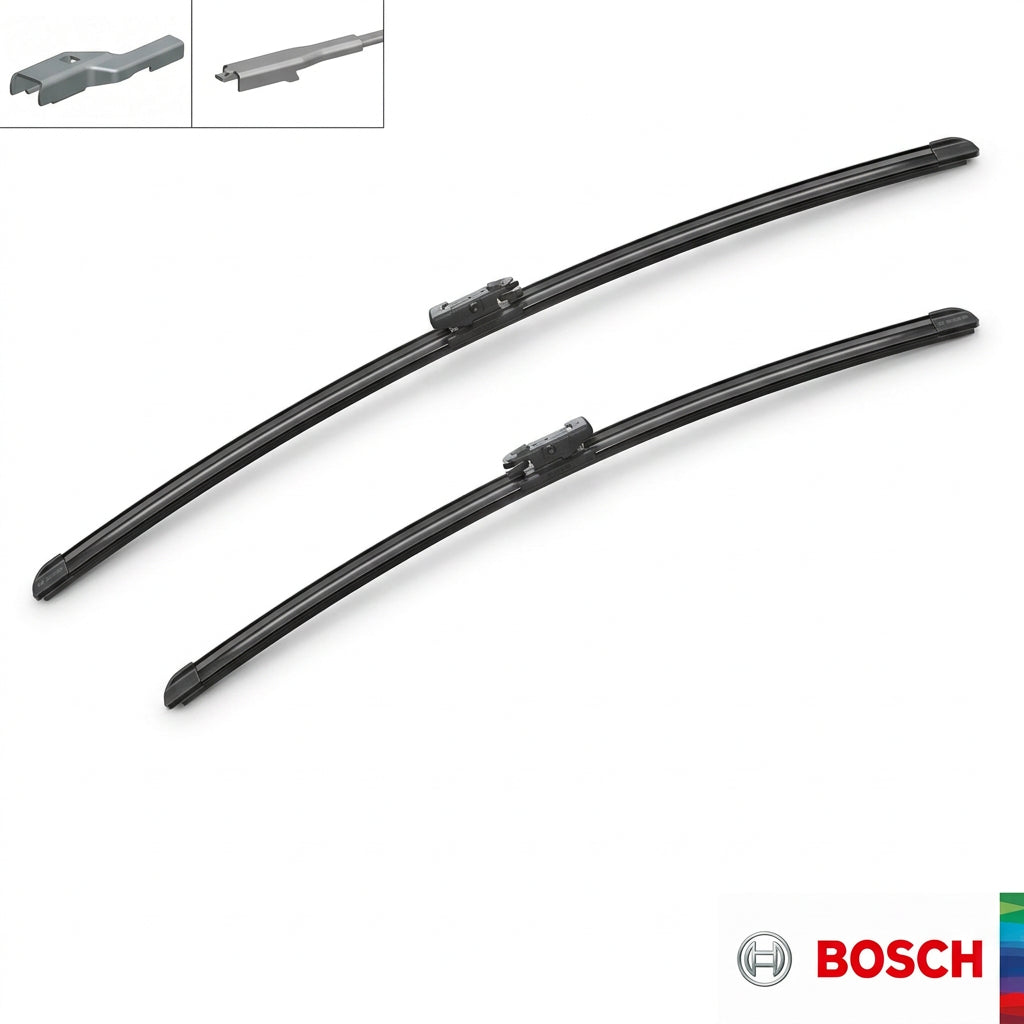 Două lamele Bosch Aerotwin A965S și ilustrații ale prinderii