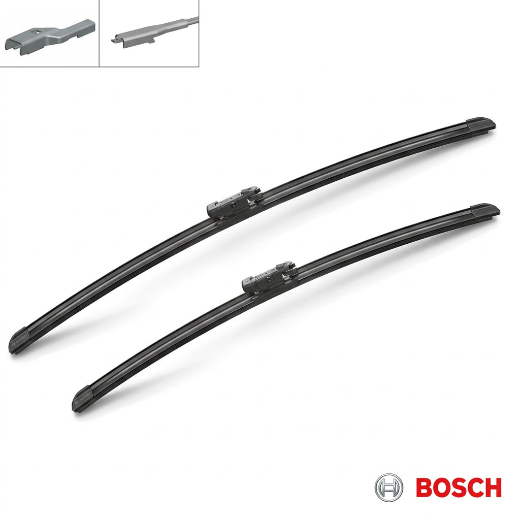 Două lamele Bosch Aerotwin A966S și ilustrații ale brațelor