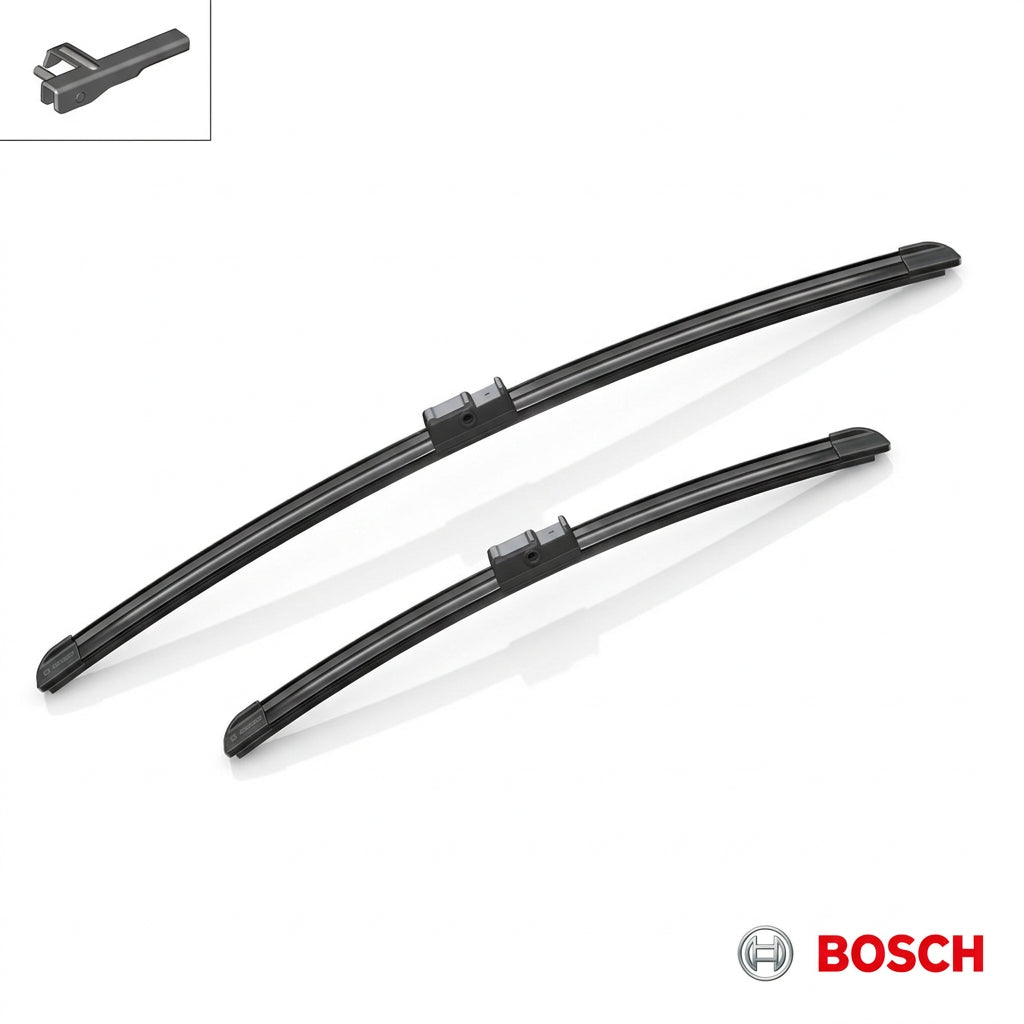 Set două lamele Bosch Aerotwin A972S și ilustrație a brațului de ștergător