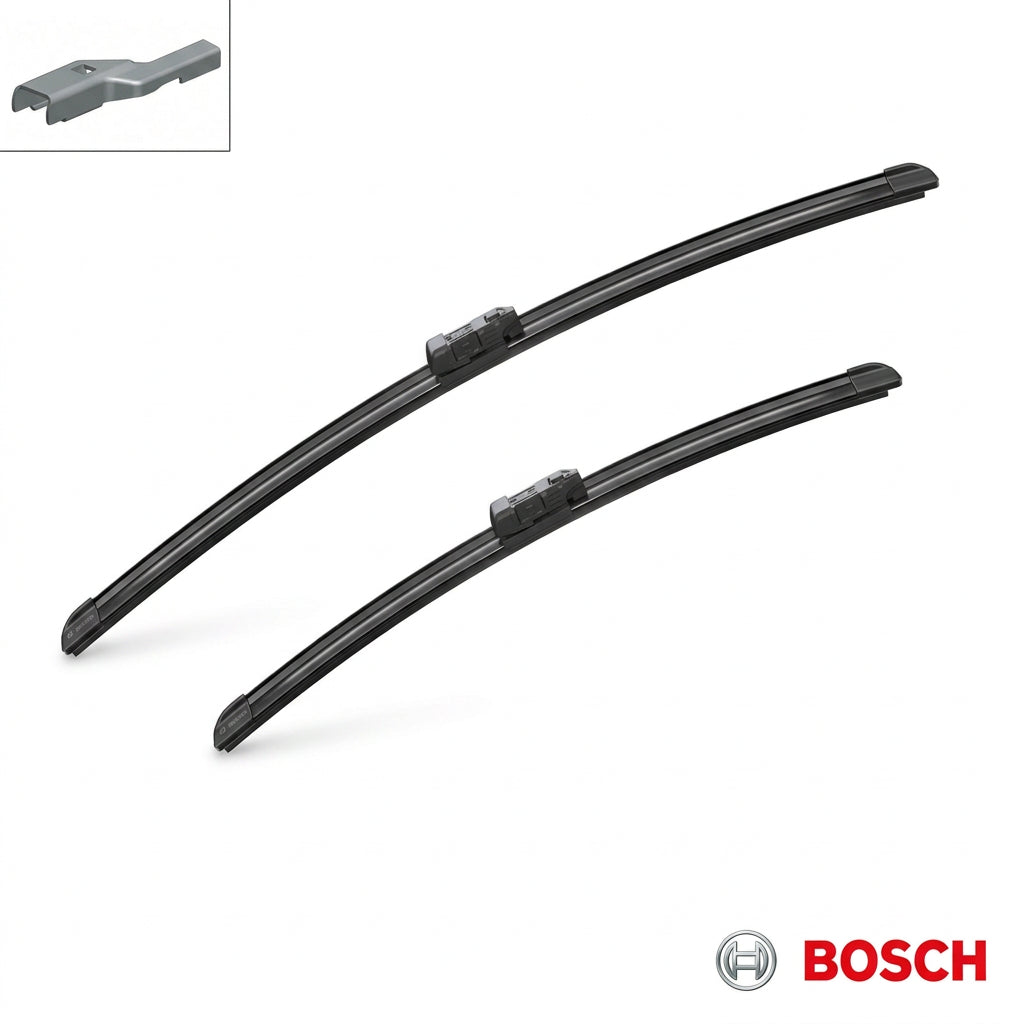 Set două lamele Bosch Aerotwin A979S și ilustrație a conexiunii brațului
