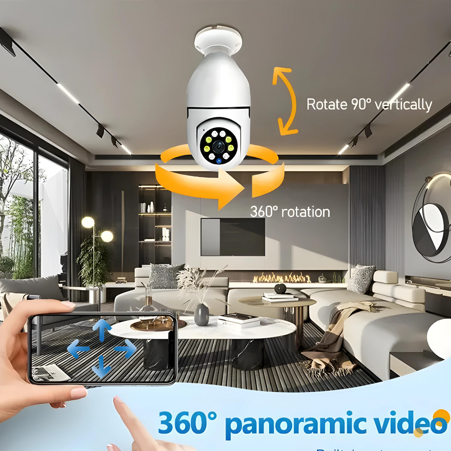 Camera WiFi 2.4G&5G 5MP pentru Exterior, SupraveghereWireless CCTV IP E27, ZoomDigital 4X, Funcție de Urmarire Inteligentă