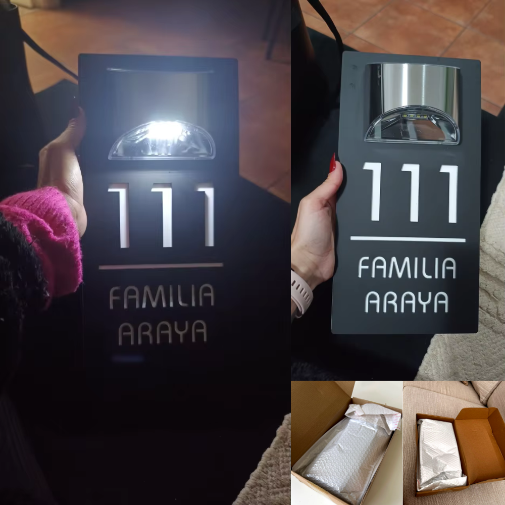 Număr de casă personalizat cu lumină solară care atrage toate privirile!