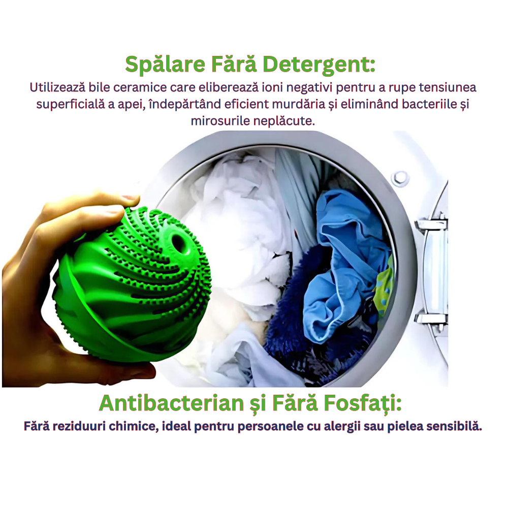 Eco Wash Ball pentru Spălare fără Detergent - Sustenabil, Antibacterian, Prietenos cu Mediul