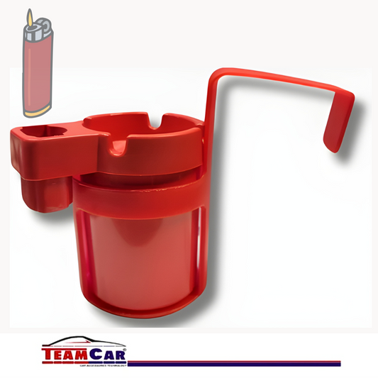 Scrumieră Auto TeamCar® Roșie cu Suport Brichetă și Deschizător – Compartimentată, Modernă și Practică