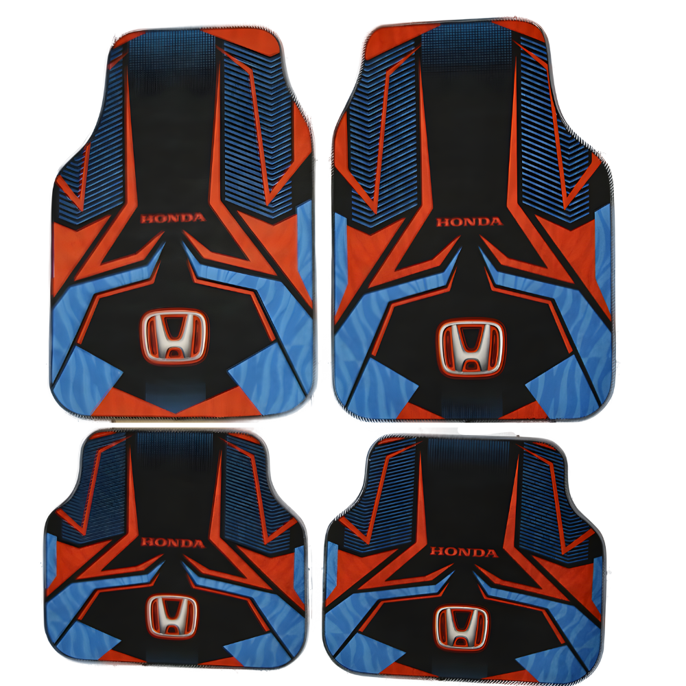 Set complet covorașe auto universale Honda – Față și spate – Design sport roșu-negru-albastru