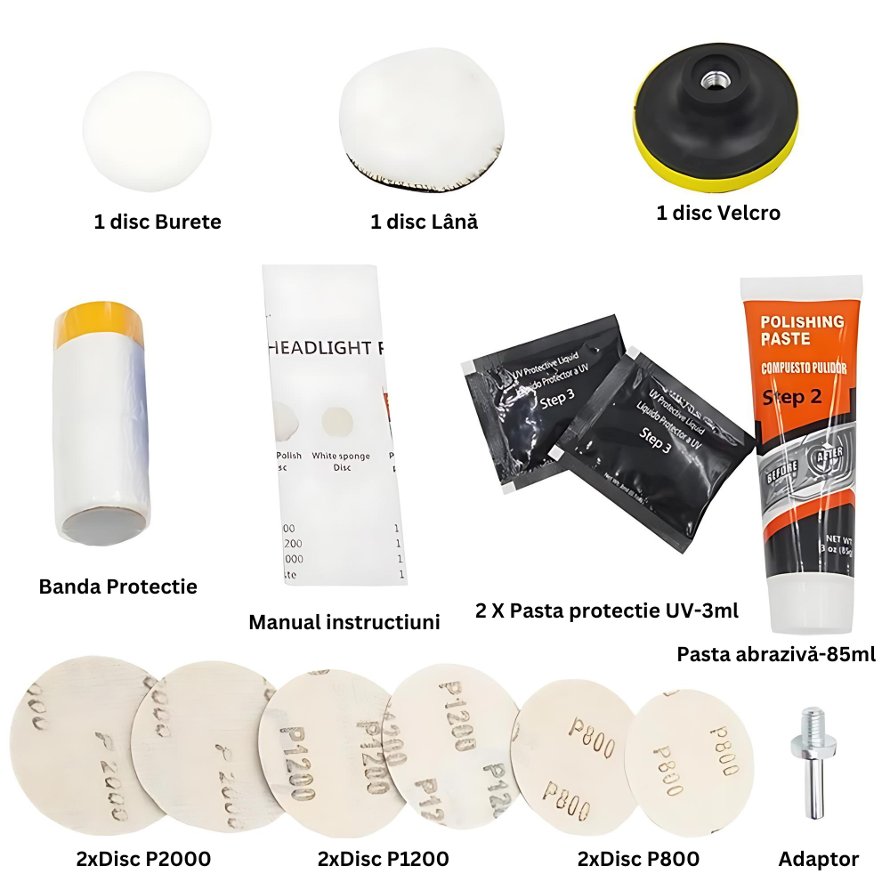 Kit Profesional de Restaurare a Farurilor - Brightener DIY