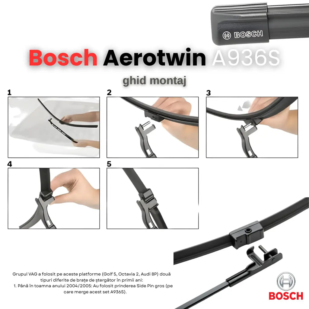 Bosch Aerotwin A936S ghid montaj Side Pin