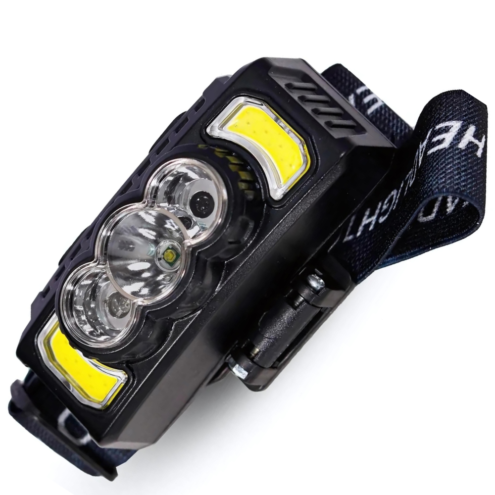 Lanternă frontală HX-810 cu 5 LED-uri extra puternice și 7 moduri de iluminare, LED COB roșu, acumulator reîncărcabil