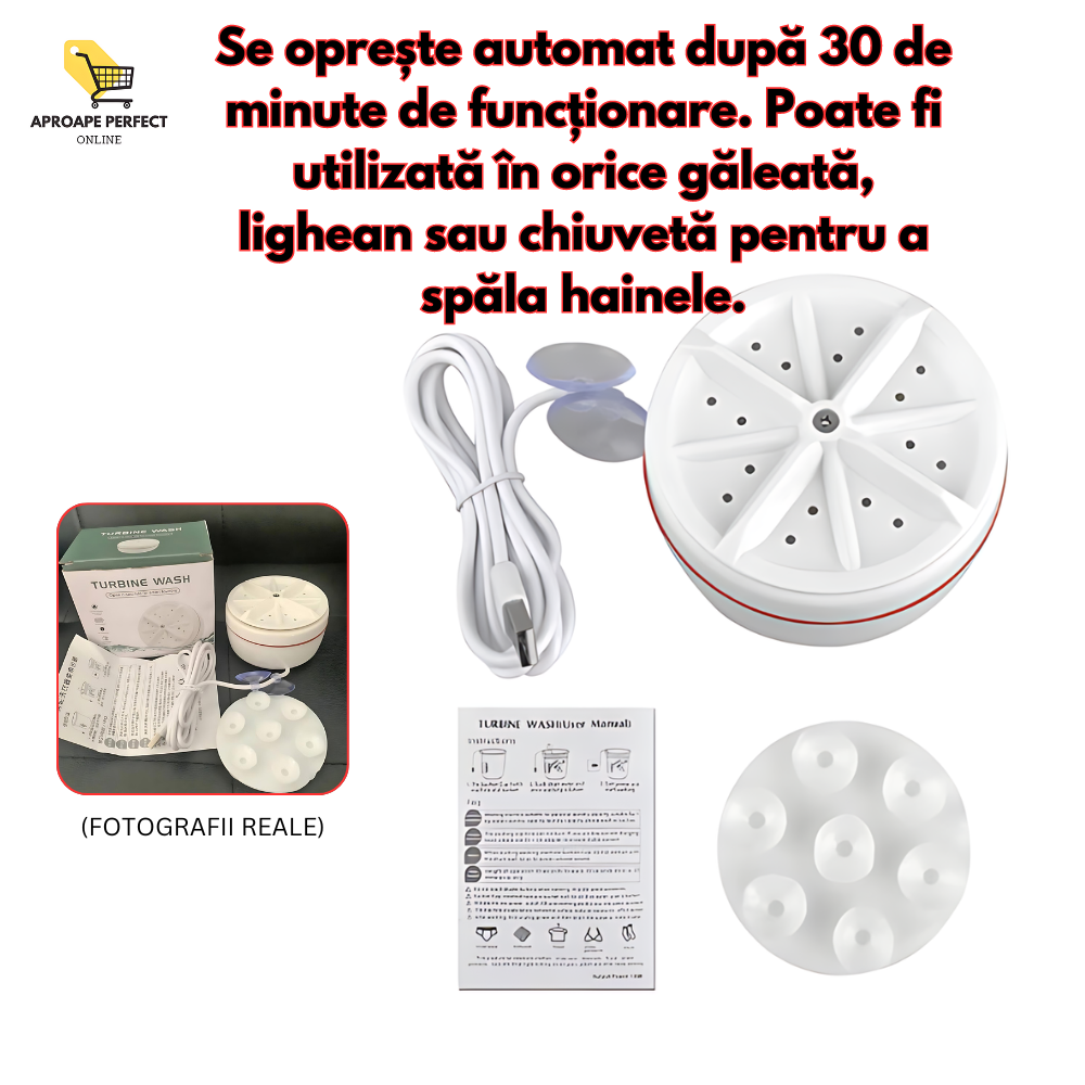 Mini Mașină de Spălat Portabilă, Alimentată prin USB, Silențioasă