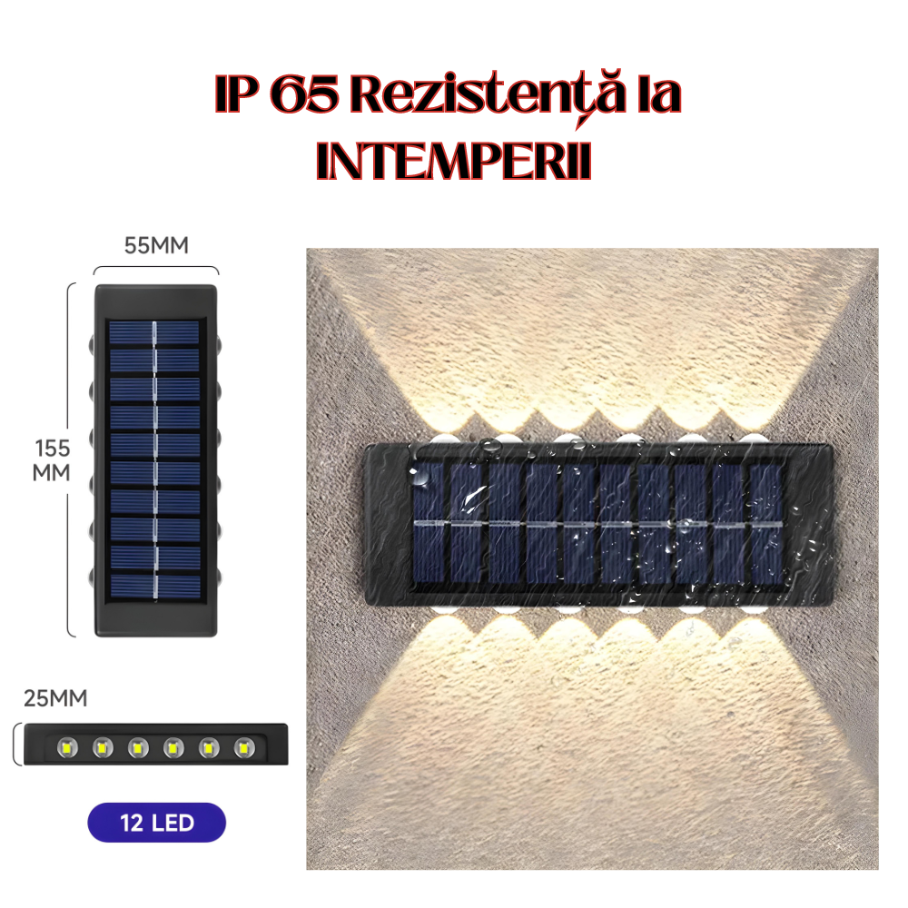 Lampa Solară 12 LED Impermeabilă pentru Exterior