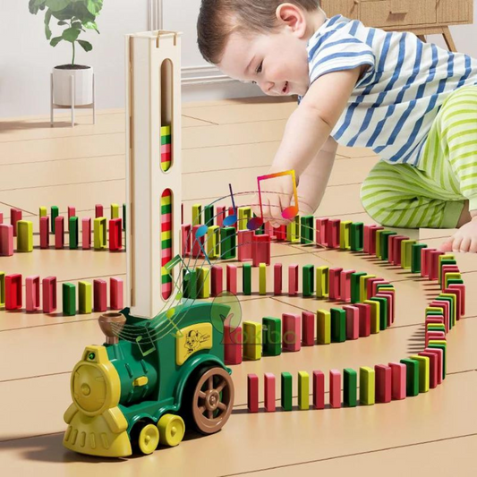 Tren Domino Electric pentru Copii - Set Joc Educativ cu Sunete și Lumini, Ideal pentru Cadouri de Crăciun