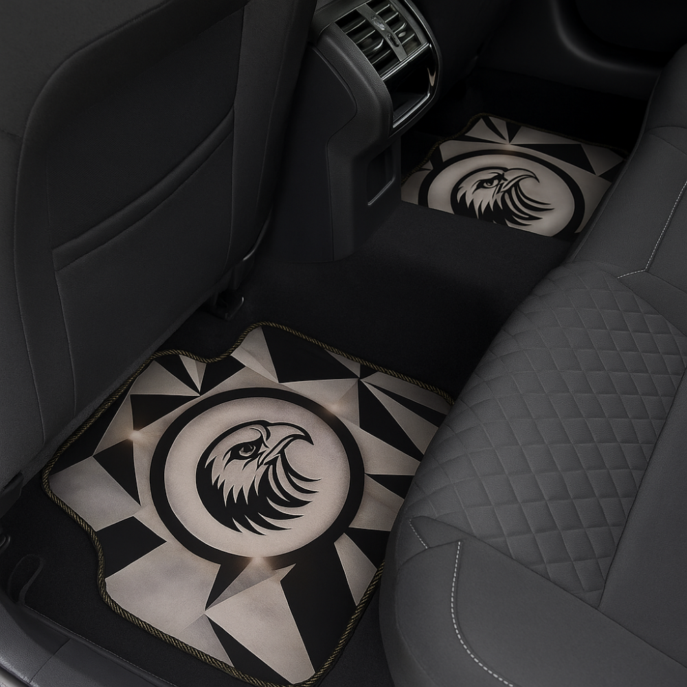 Covorașe auto universale DECOMAT 3D – set 4 bucăți cu design vultur, lavabile, antiderapante