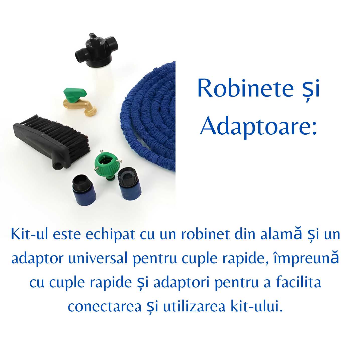 Kit pentru irigatii cu furtun pentru gradina, extensibil 19 mm, 5-15 m + cuple + pistol de stropit + perie