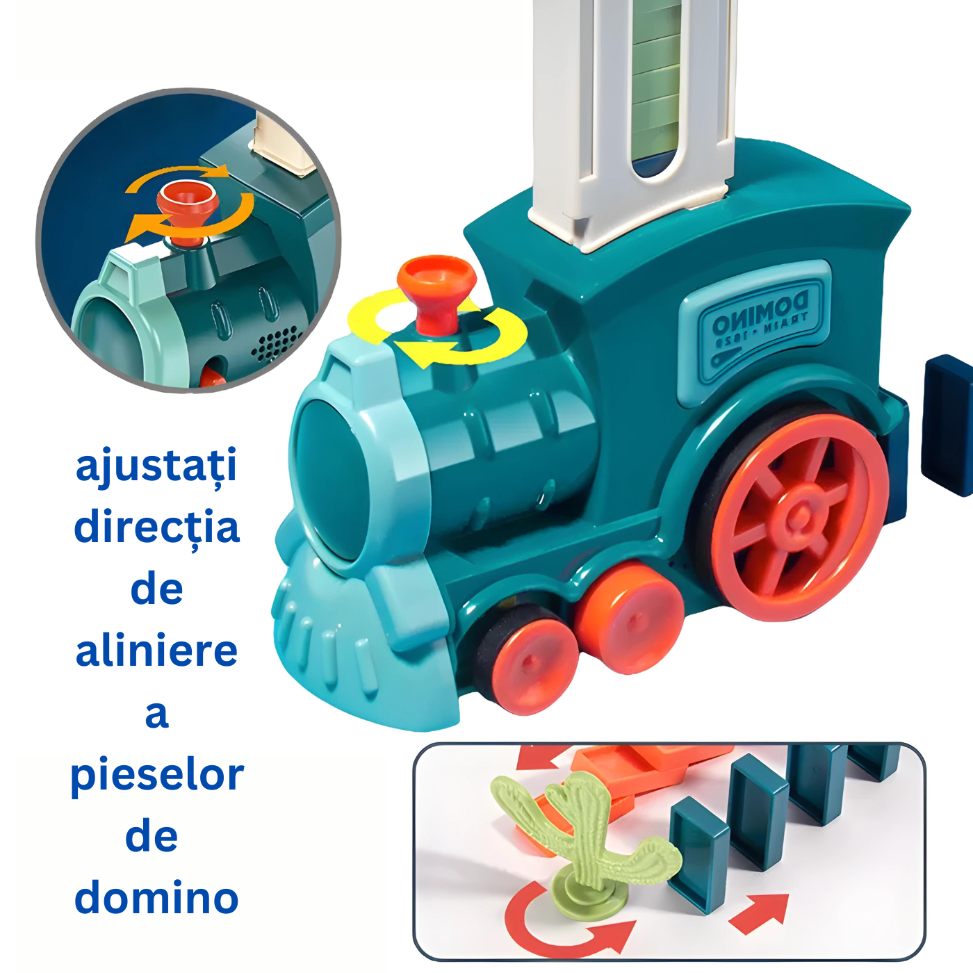 Tren Domino Electric pentru Copii - Set Joc Educativ cu Sunete și Lumini, Ideal pentru Cadouri de Crăciun