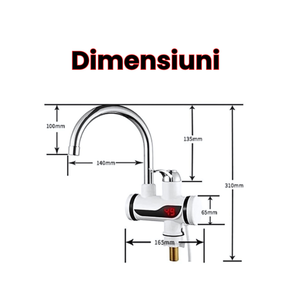 Robinet Electric cu Afișaj Digital Instant Apă Caldă pentru Bucătărie sau Baie, Încălzire Rapidă