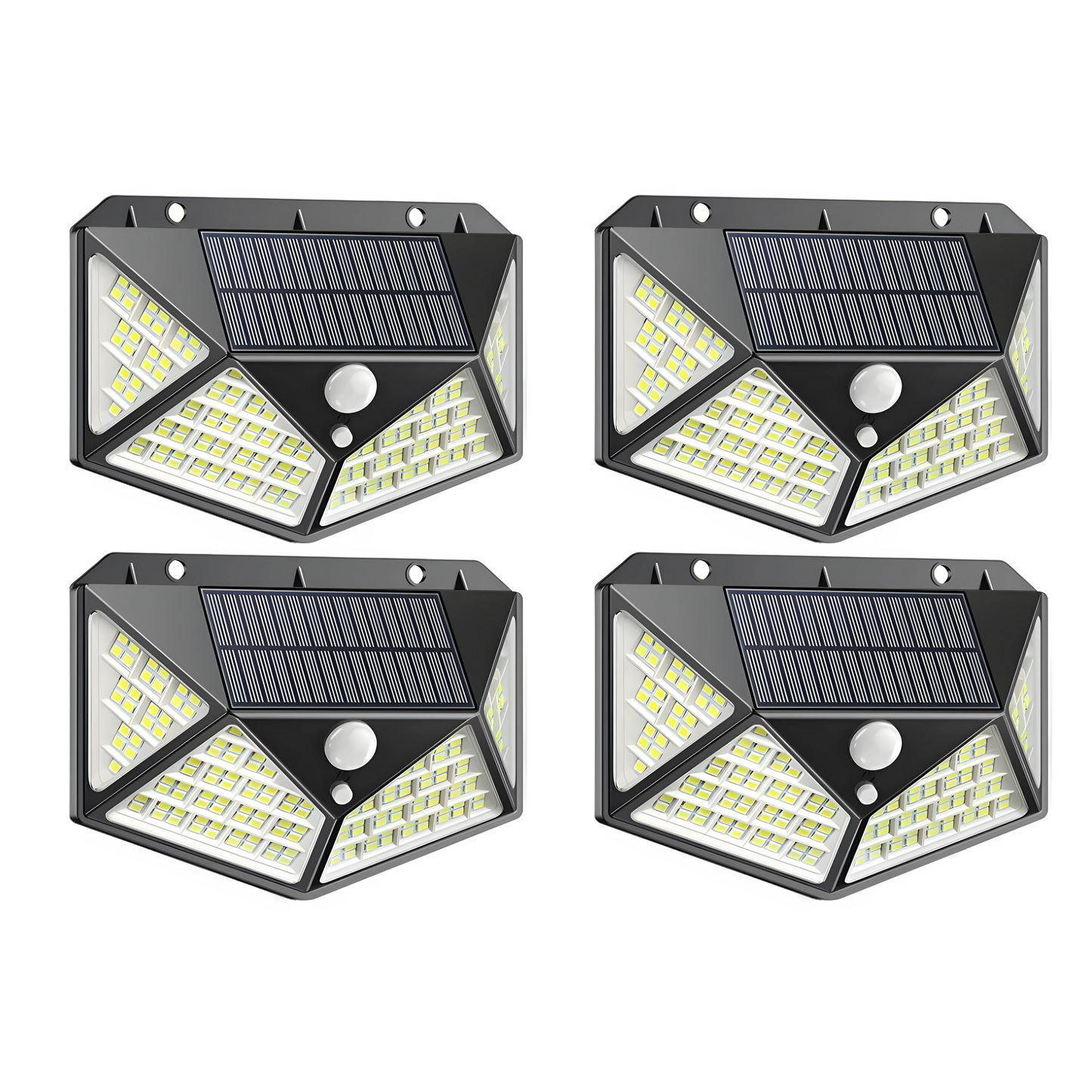 Set 6 x LămpiSolare 222 LED cu SenzorDeMișcare, IluminarePuternică, PanouSolar și BaterieReîncărcabilă - Energie Verde, Rezistent la Apă