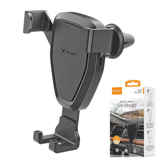 Gravity Down Car Mount X-Start, Model ZJ-001 – Suport Auto Universal pentru Telefon, 360° Rotație și Fixare Anti-Vibrații