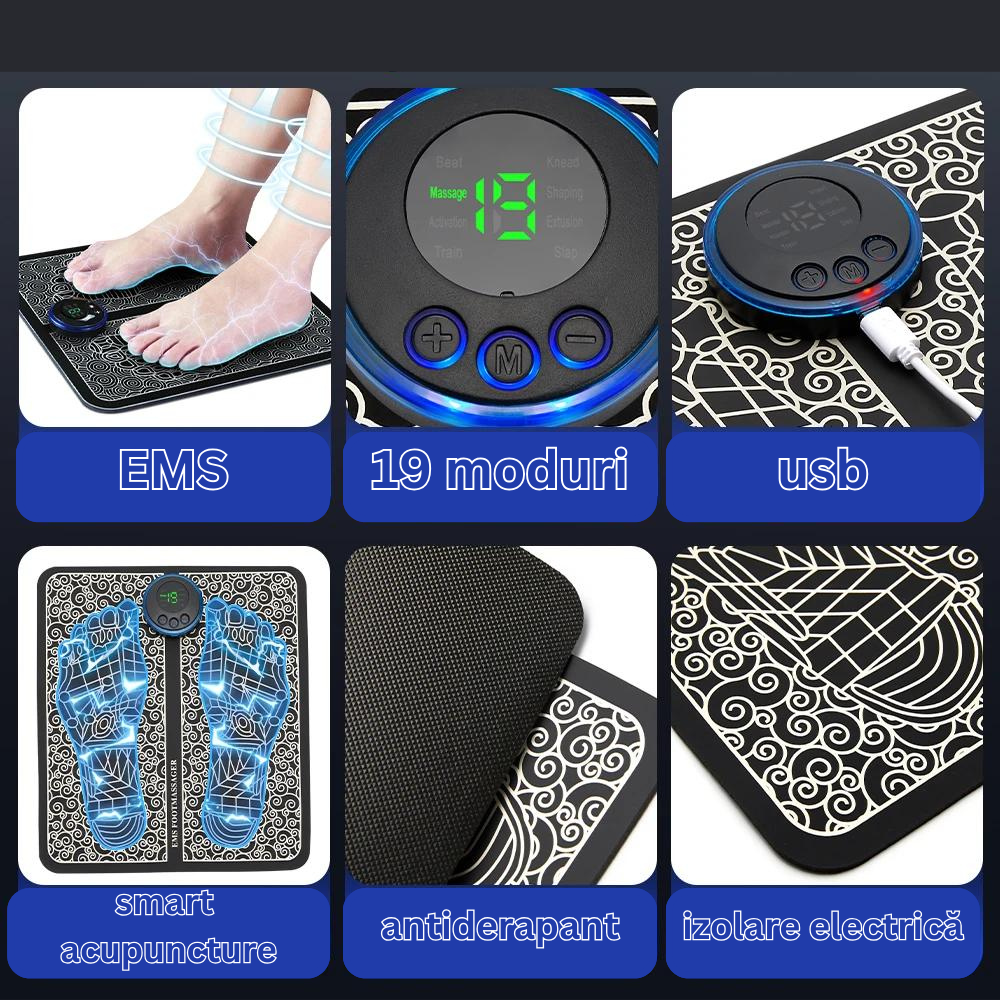 Masajer pentru Picioare , EMS , detalii -usb ,masajer ,19 modes , smart acupuncture , anti slipper  ,electric insulation