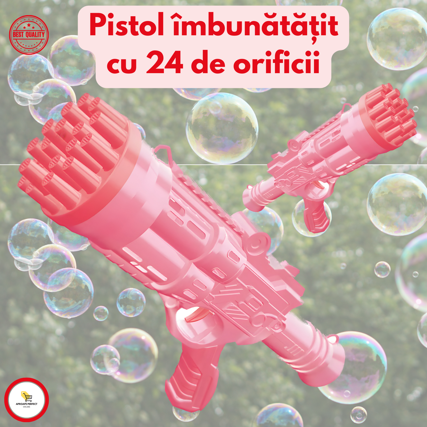 Pistol cu bule de săpun, Mașină automată cu 24 de orificii pentru copii, Fabricator de bule pentru evenimente festive