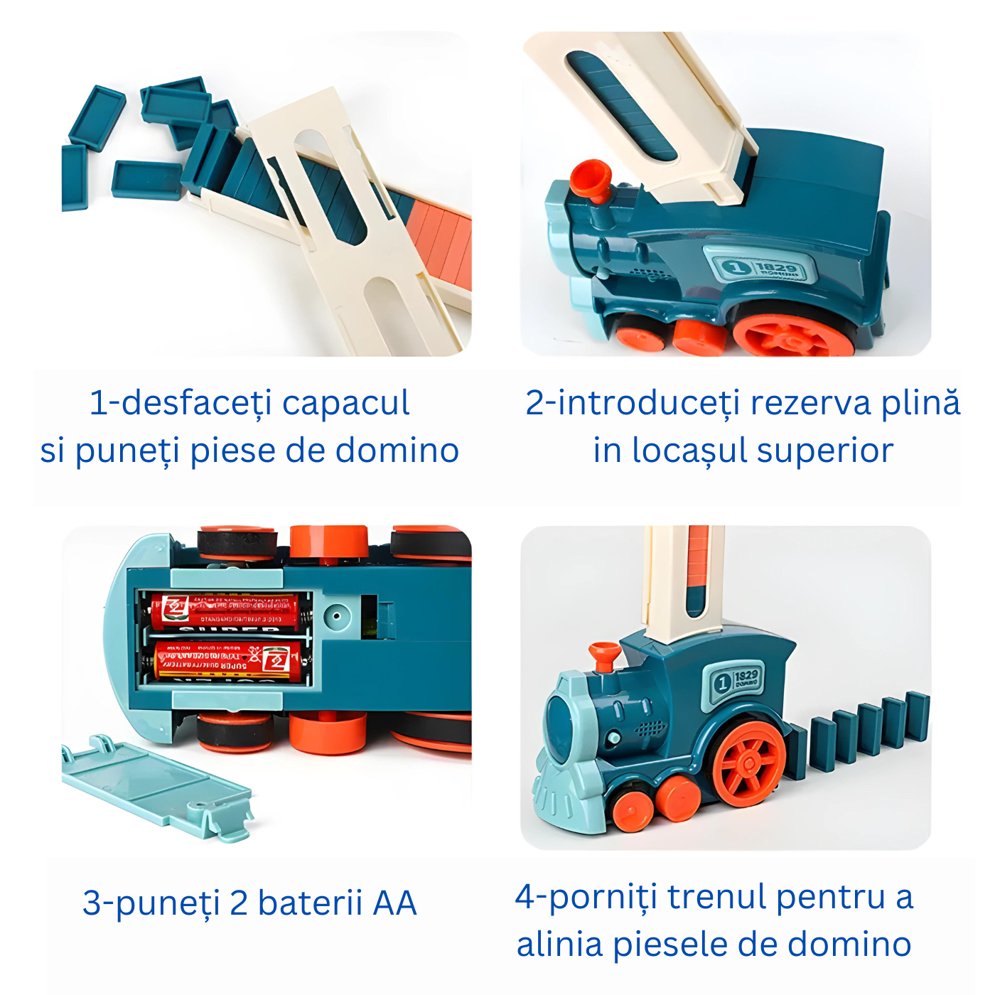 Tren Domino Electric pentru Copii - Set Joc Educativ cu Sunete și Lumini, Ideal pentru Cadouri de Crăciun