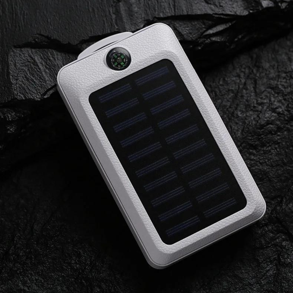 Lanternă Solară Puternică și Rezistentă la Apă cu Power Bank 16800 mAh, Busolă, LED și Încărcare USB pentru Camping