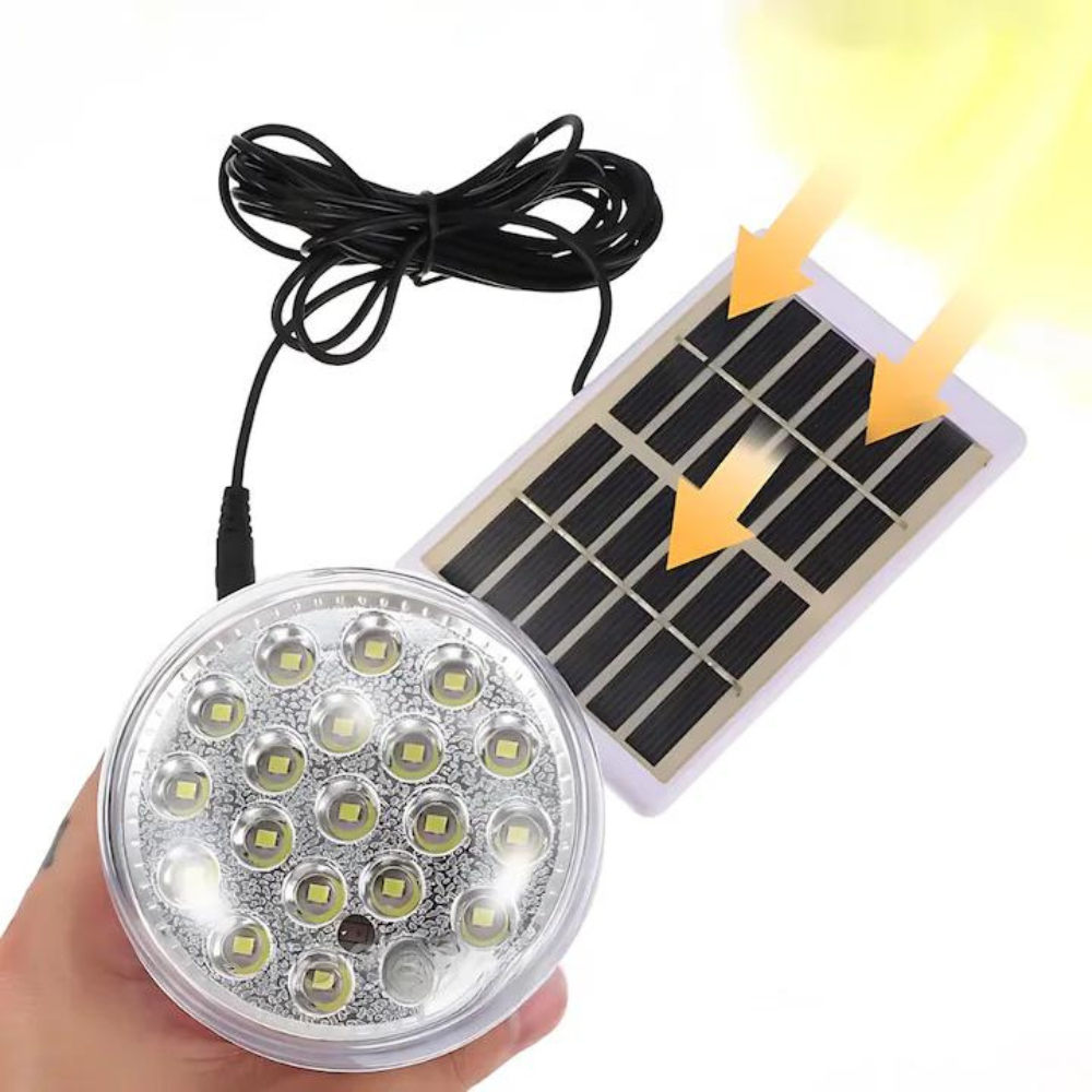 Lampa Camping Solară Fotofun, LED 20 buc, Încărcare Solară și USB, 1100 mAh, Autonomie 7 ore, Alb