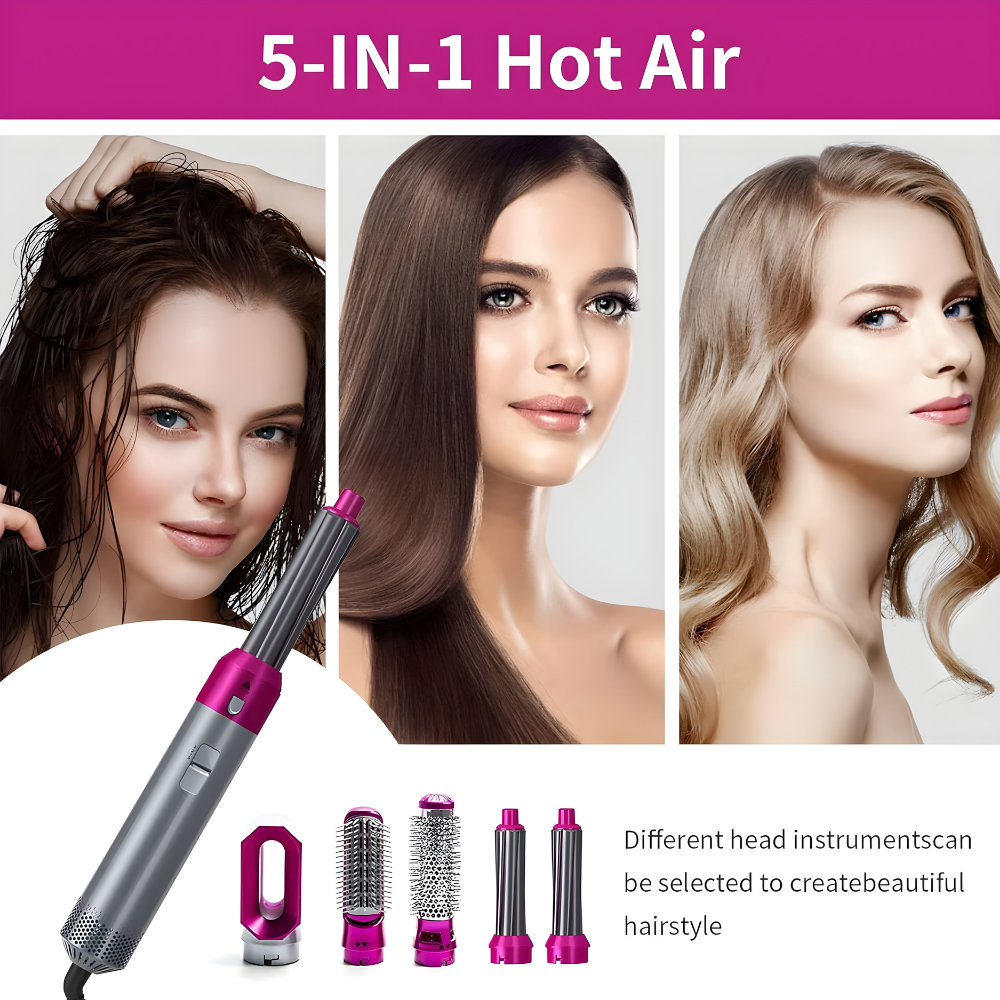 Hot Air Brush - Set Profesional 5 în 1 pentru Coafură