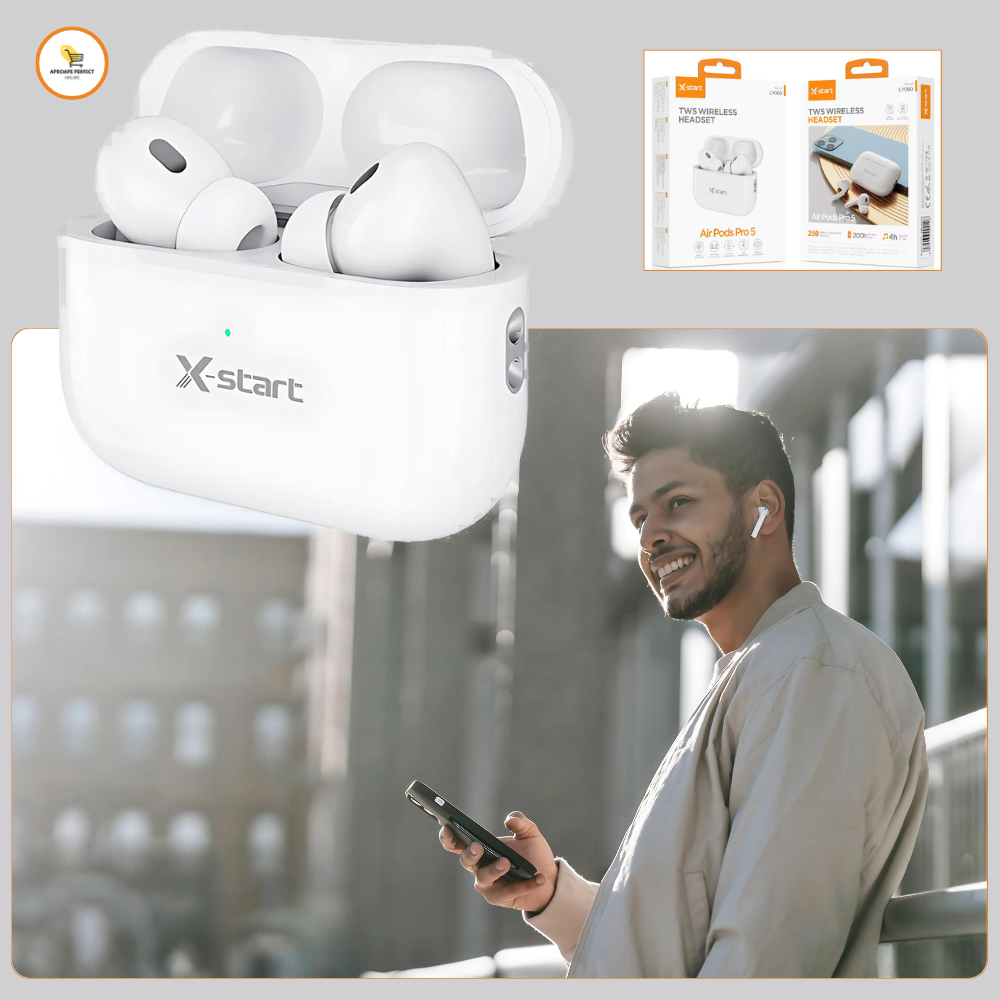 Căști Wireless X-Start, Bluetooth 5.2, Autonomie stand-by 200h, Alb – Sunet Premium și Confort Maxim