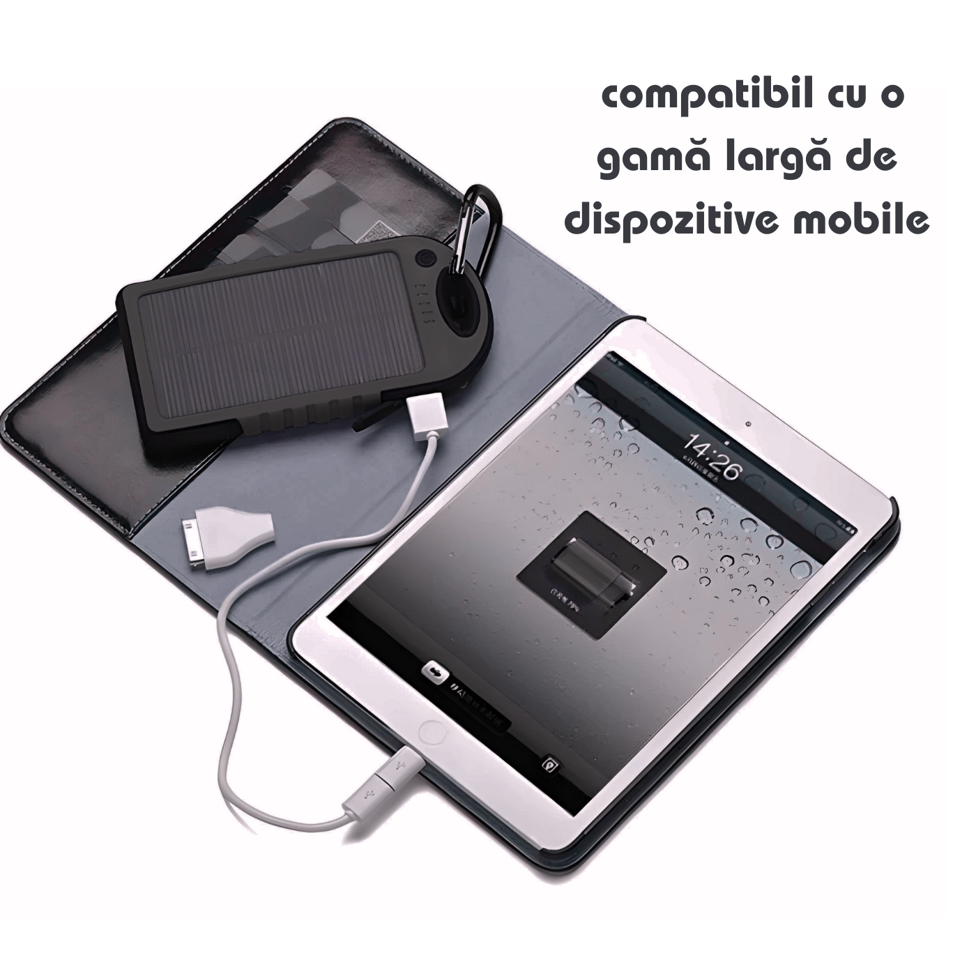 Power Bank Solar 12800 mAh - Încărcător Portabil Outdoor, Impermeabil, USB Dual, Lanterna LED