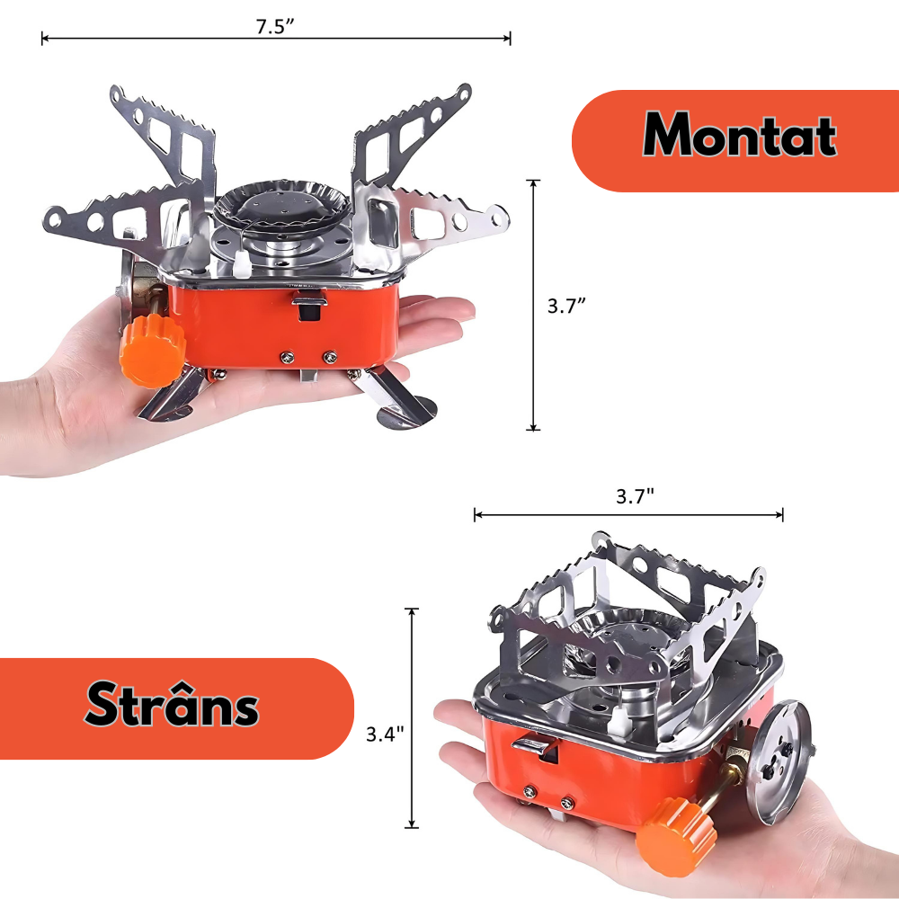 Aragaz de Exterior Portabil și Pliabil pentru Camping cu Gaz + Spray de Gaz