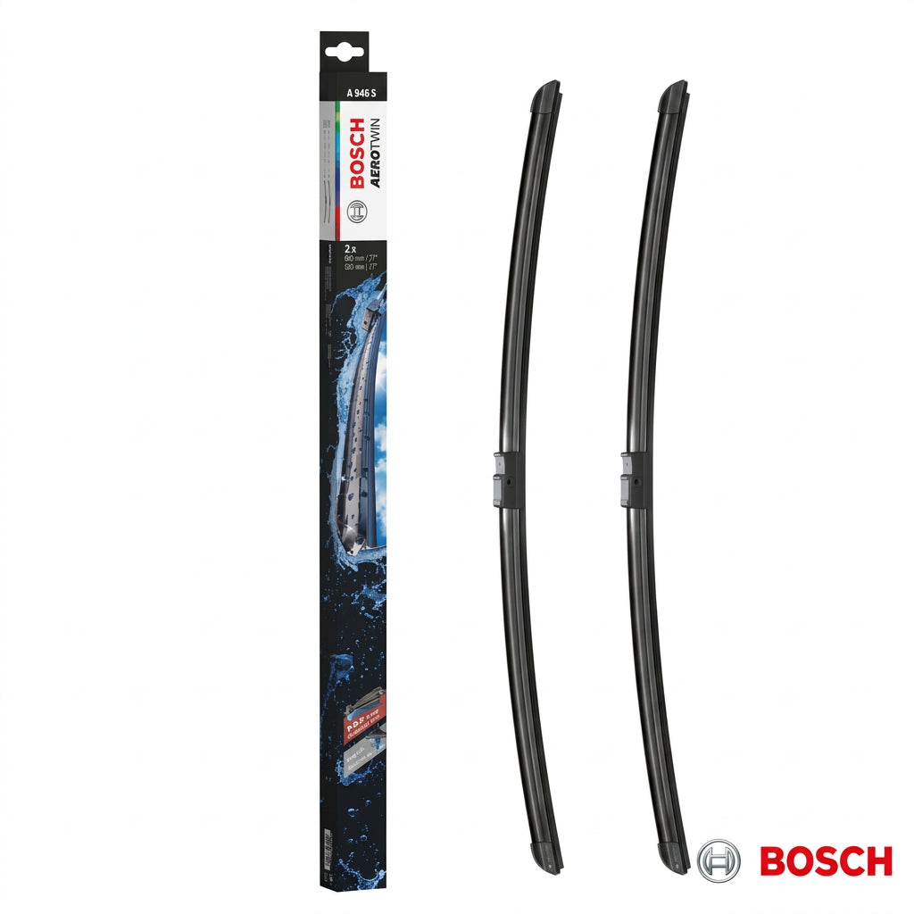 Set de două ștergătoare Bosch Aerotwin A946S, 680 + 680 mm, alături de ambalaj