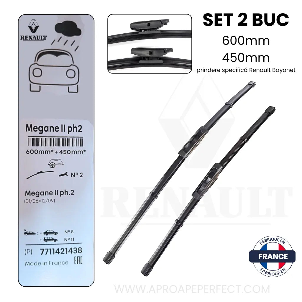Set Lamele Ștergătoare Parbriz Originale Renault Megane II Coupé-Cabriolet 600/450mm