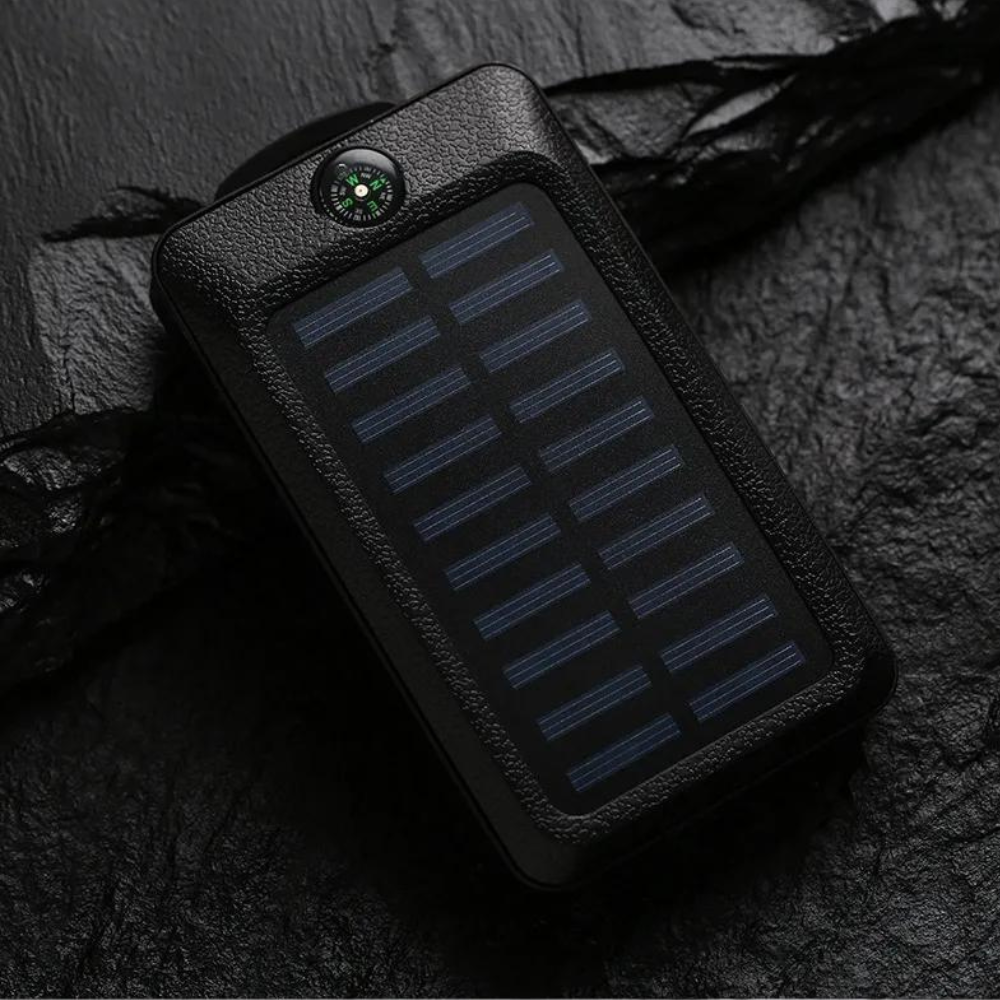 Lanternă Solară Puternică și Rezistentă la Apă cu Power Bank 16800 mAh, Busolă, LED și Încărcare USB pentru Camping