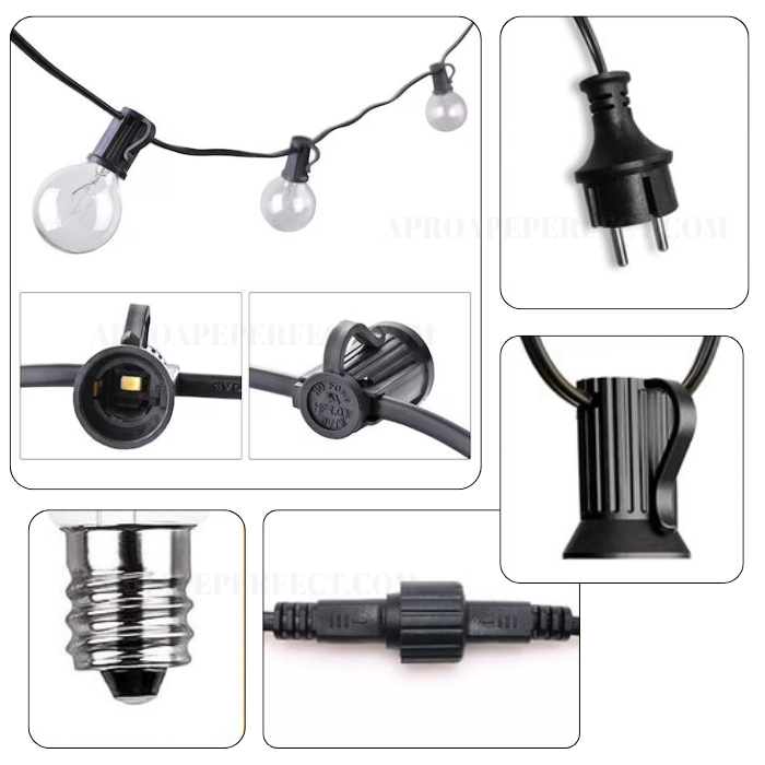 Ghirlandă Luminoasă LED Impermeabilă, Interconectabilă, 10 m, 20 Becuri Glob, Exterior/Interior