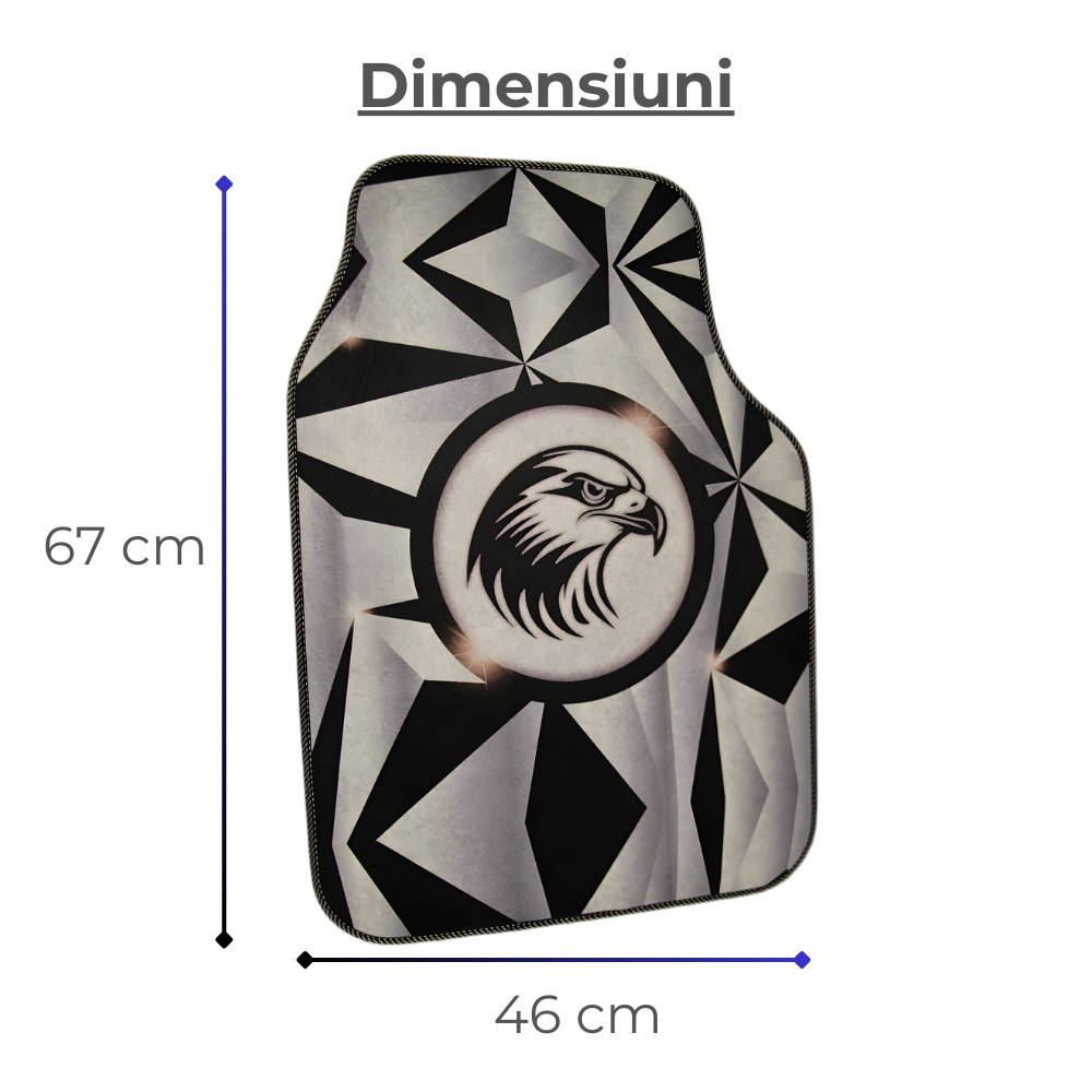Covorașe auto universale DECOMAT 3D – set 4 bucăți cu design vultur, lavabile, antiderapante
