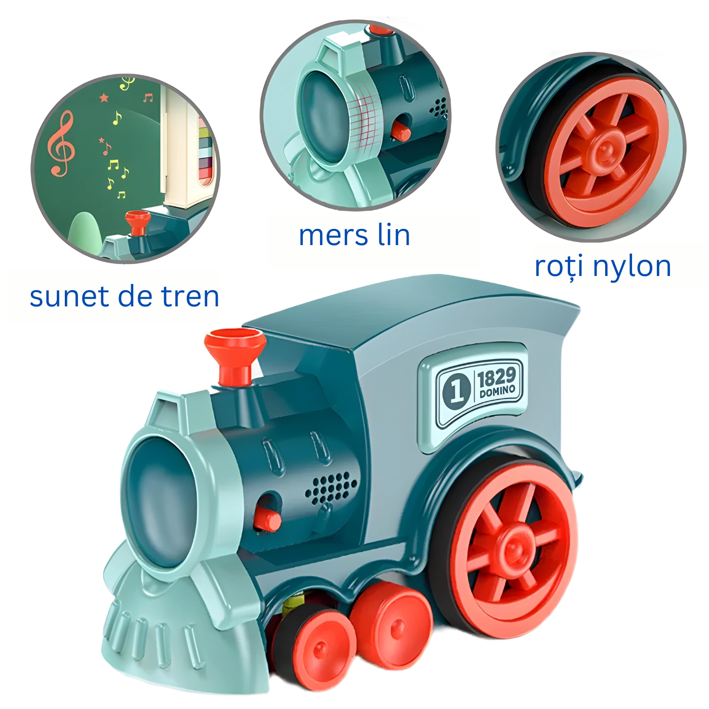 Tren Domino Electric pentru Copii - Set Joc Educativ cu Sunete și Lumini, Ideal pentru Cadouri de Crăciun