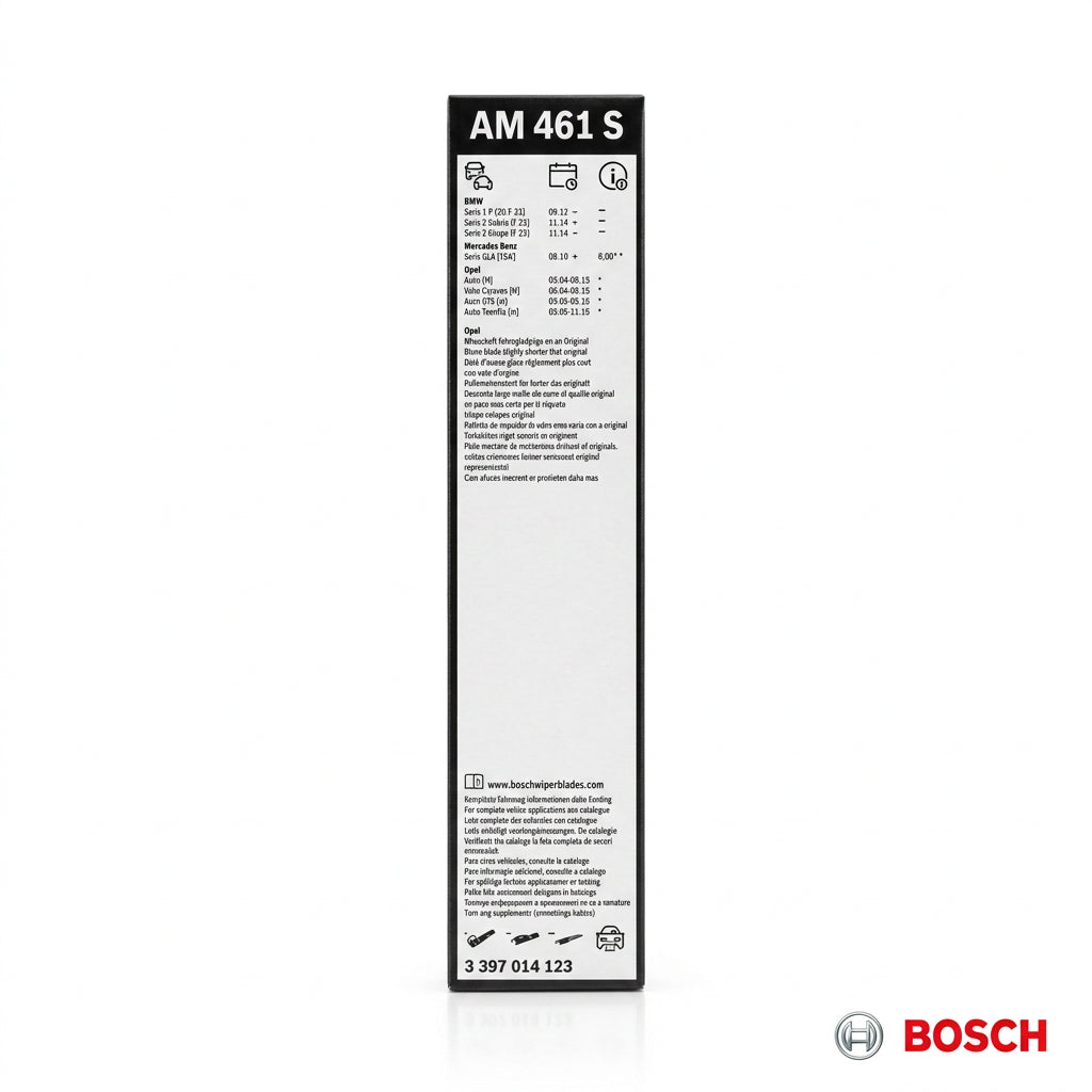Etichetă ambalaj Bosch AM461S cu lista de aplicații și codul 3 397 014 123