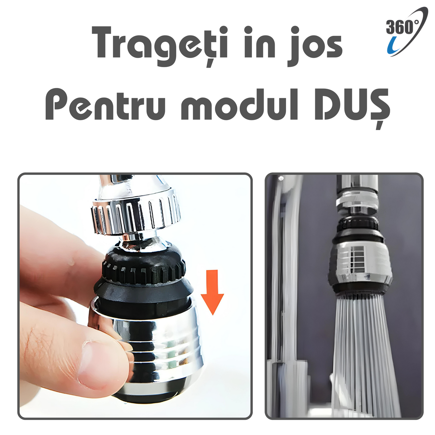 Kit 2 Piese AeratorRobinet Rotativ 360° cu Filtru - EconomisireaApei și FiltrareaInBaie sau Bucătărie