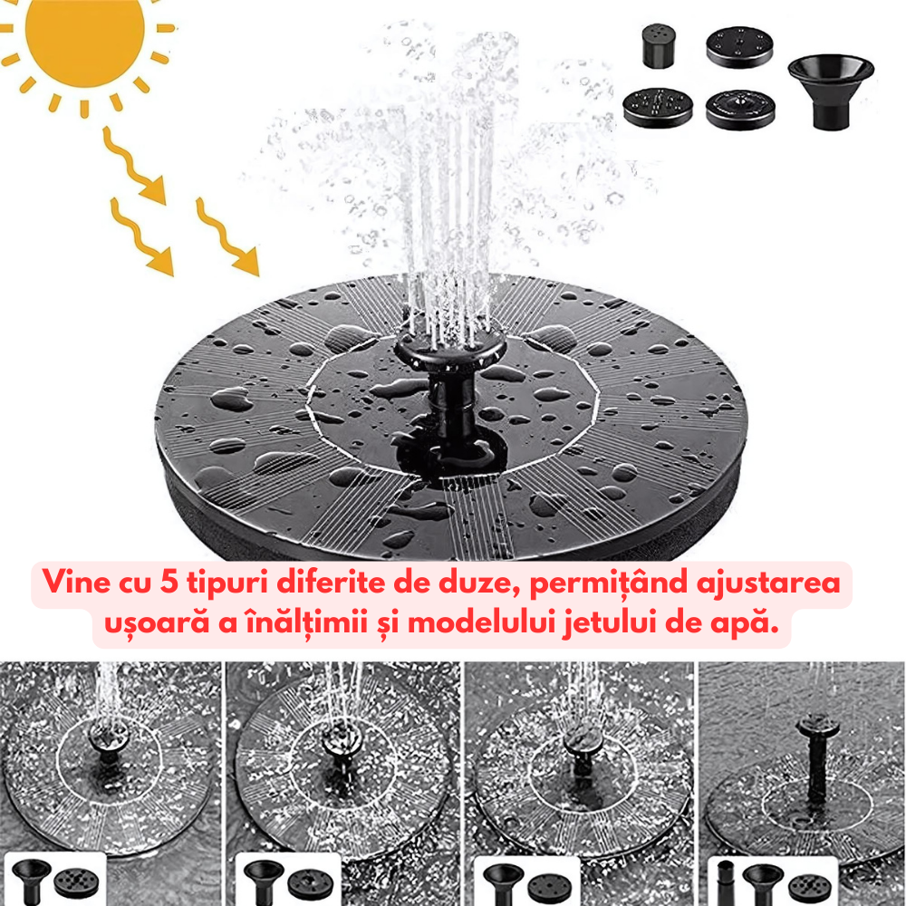 Fântână Arteziană Solară  Plutitoare de Grădină cu 5 Duze