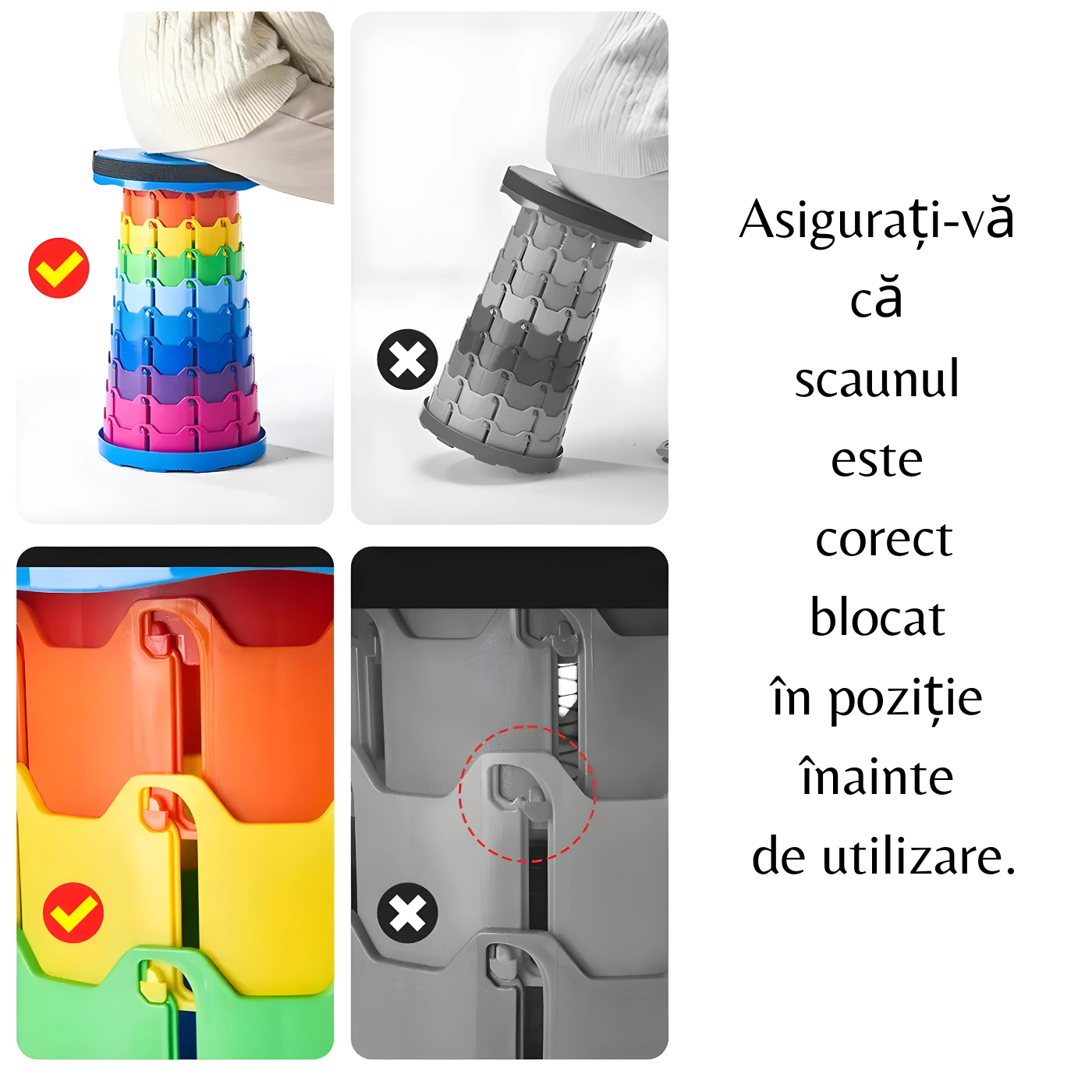 asigurați-vă că scaunul este corect blocat in poziție inainte de utilizare