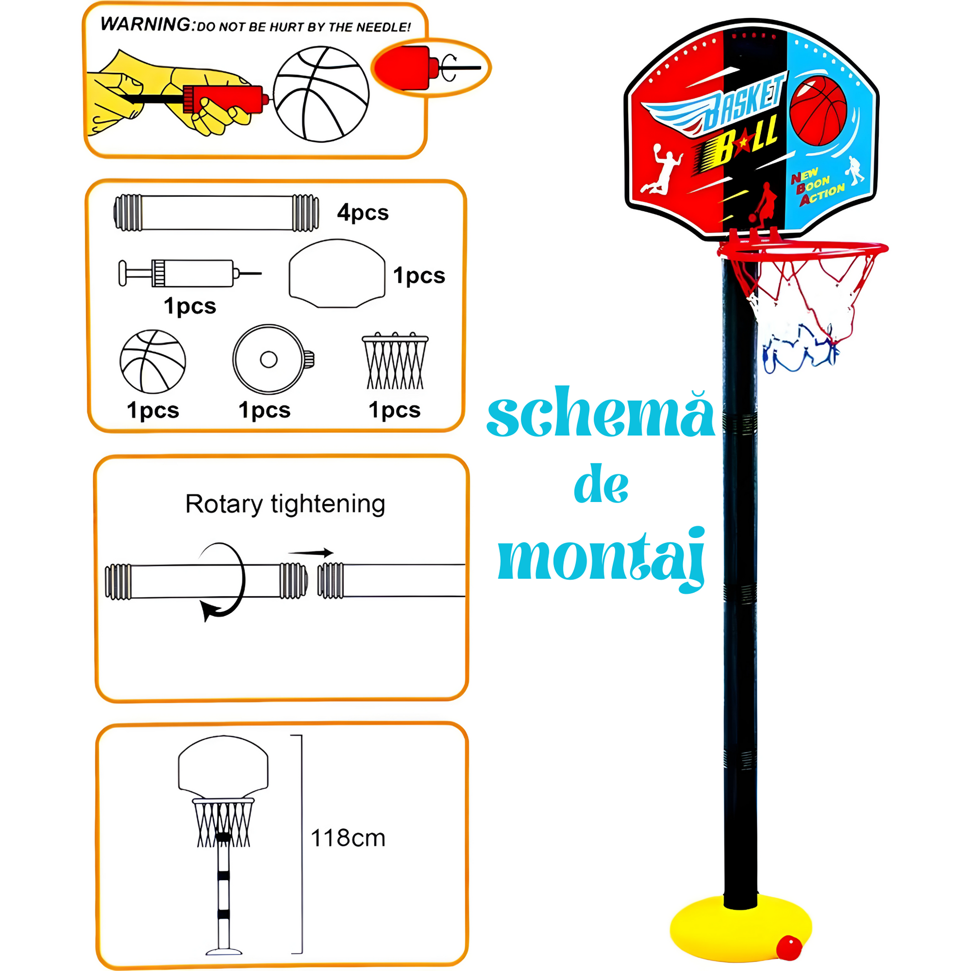 Schemă de montaj Set de Baschet pentru Copii