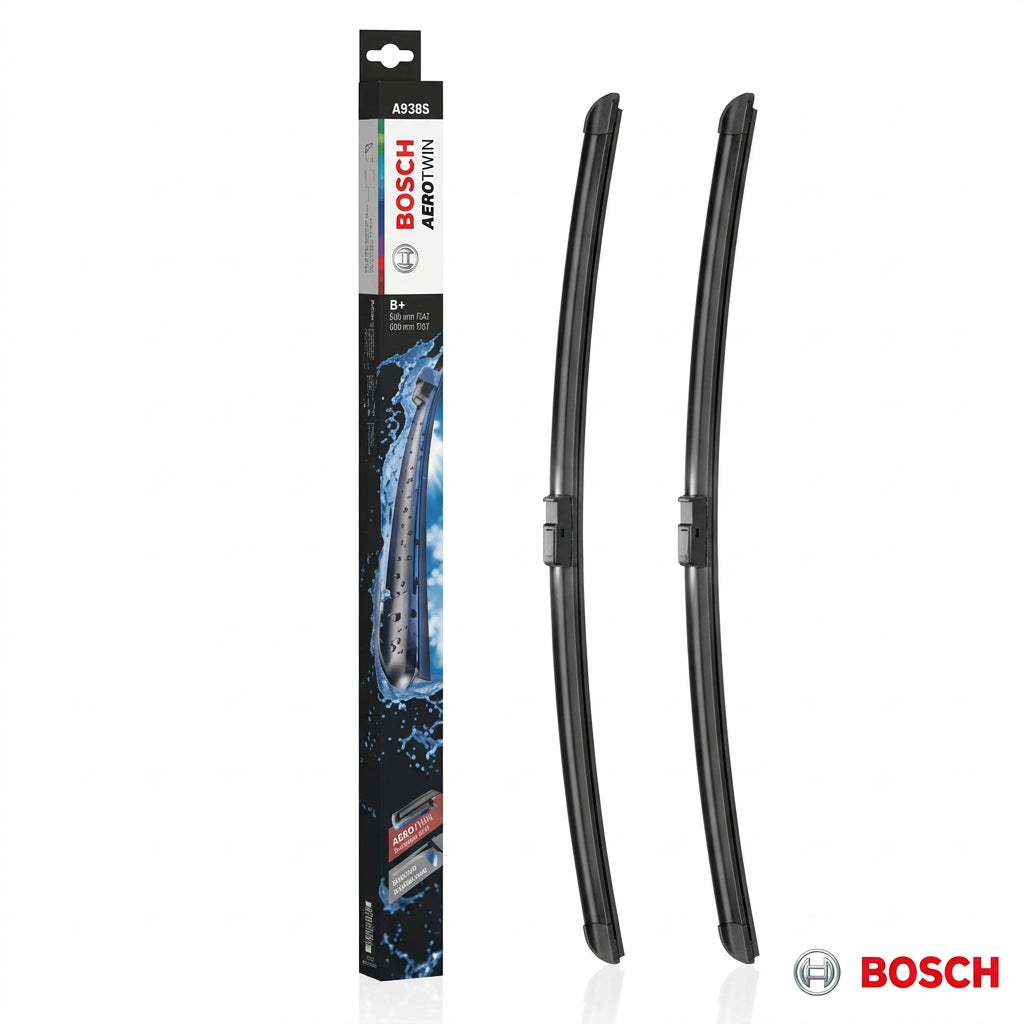 Set de două ștergătoare Bosch Aerotwin A938S, 600 + 600 mm, alături de ambalaj