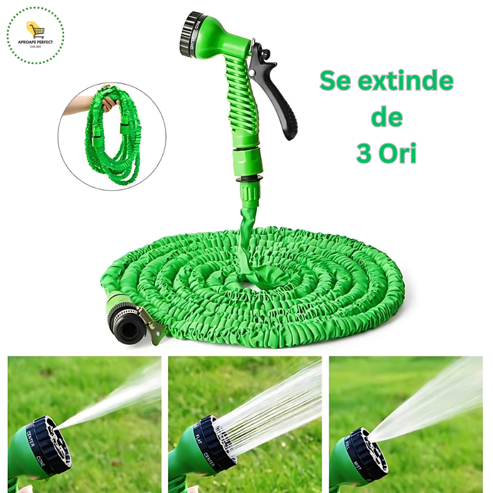 Furtun Grădină Extensibil APF, Ø 12.5 mm, 4 bar, L 30 m, 2 Accesorii Incluse + Suport Furtun Gratuit