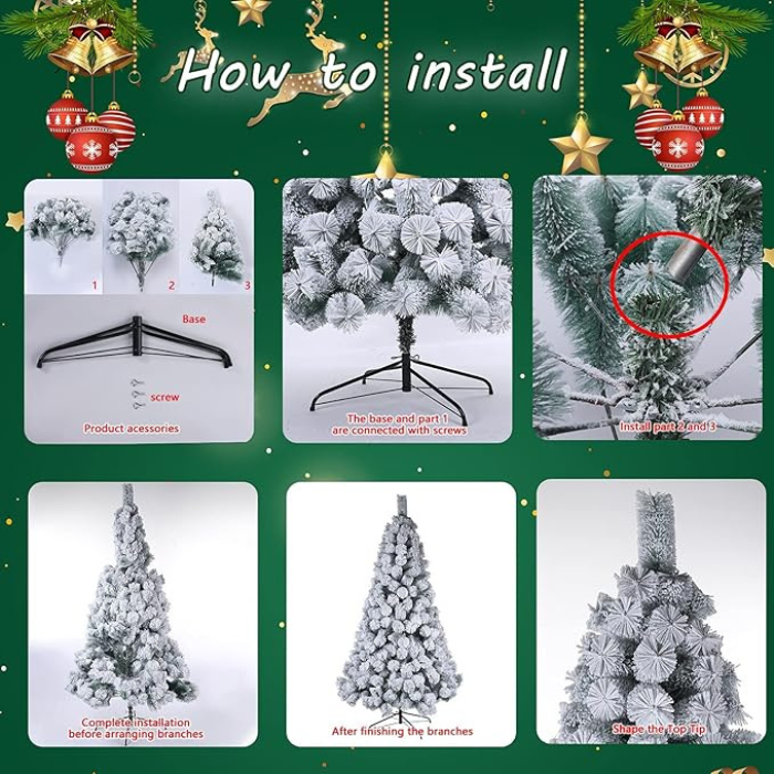 Brad Artificial Înzăpezit APF 180 cm – Dens, Realist, Suport Metalic Stabil