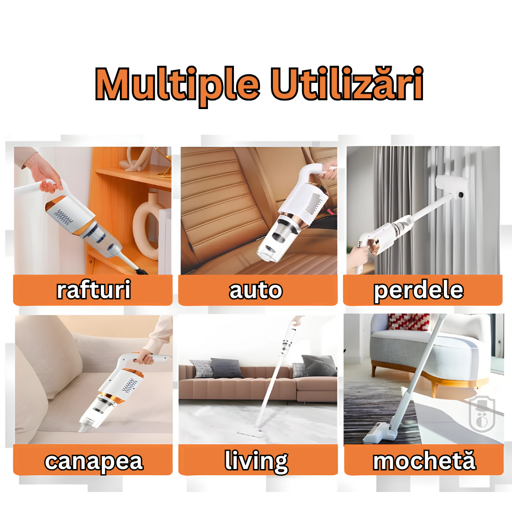 Aspirator de Mână 120W- Portabil Wireless pentru Mașină și Casă, 2 în 1